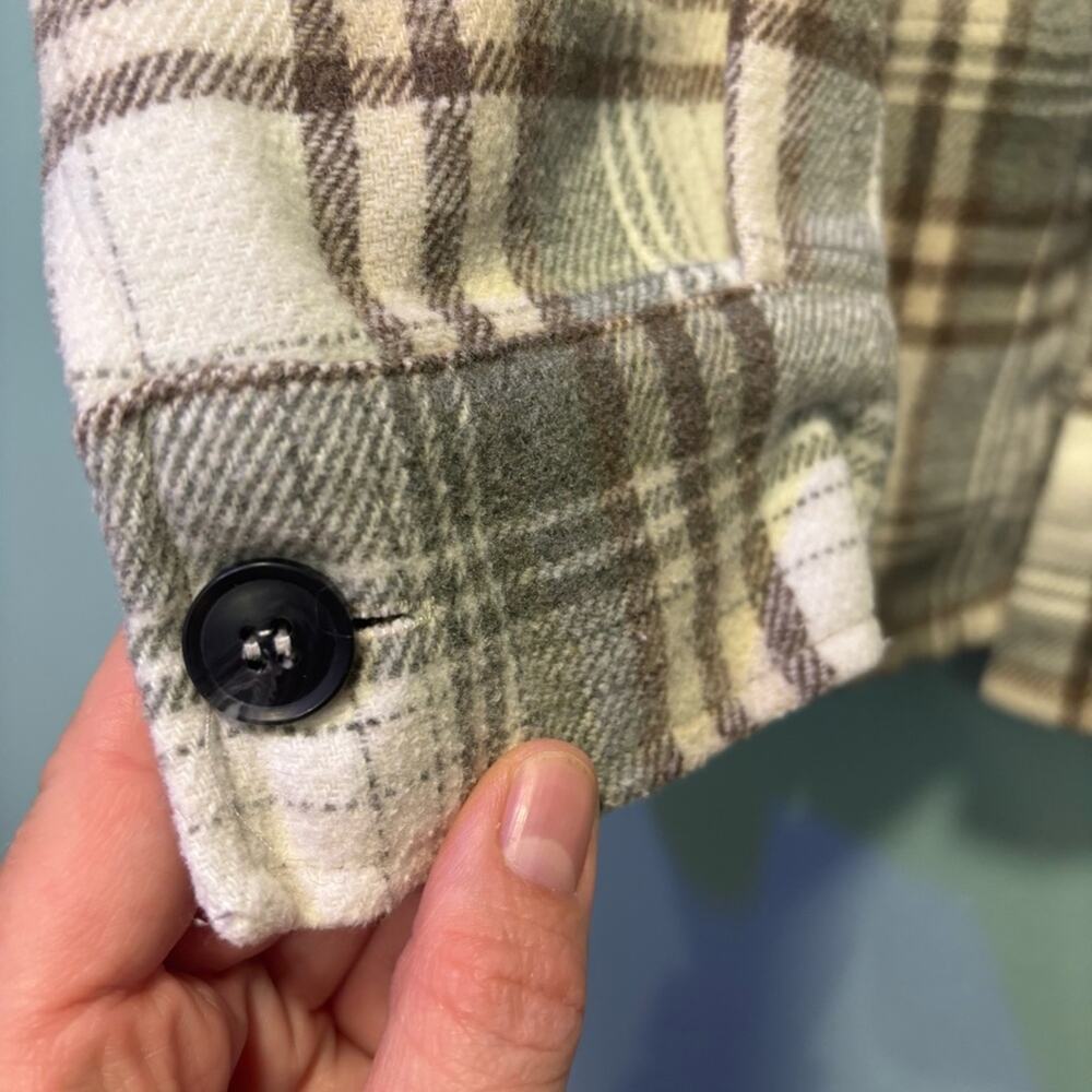 JODIFL Plaid Flannel Shacket Green Brown Cream | Women’s Small - Picture 4 of 11